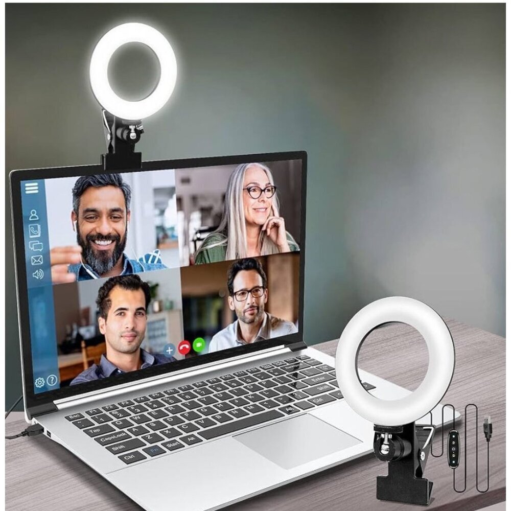 LED Video Conference Light With Clip & USB 4.5-Inch Ring Light For Remote Work